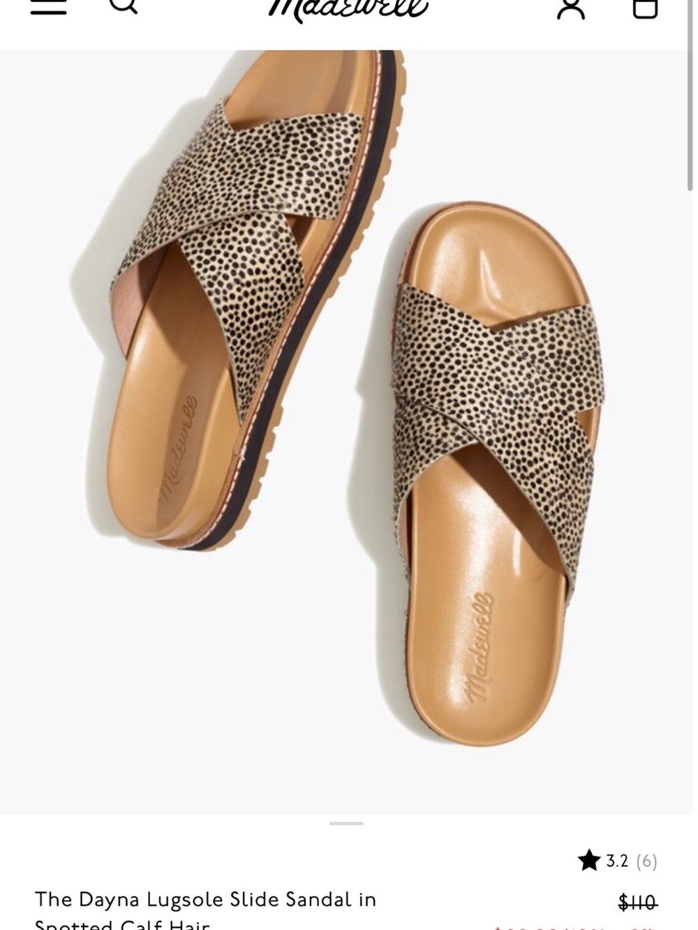 Madewell The Dayna Lugsole Slide Sandal in Spotted Calf Hair
